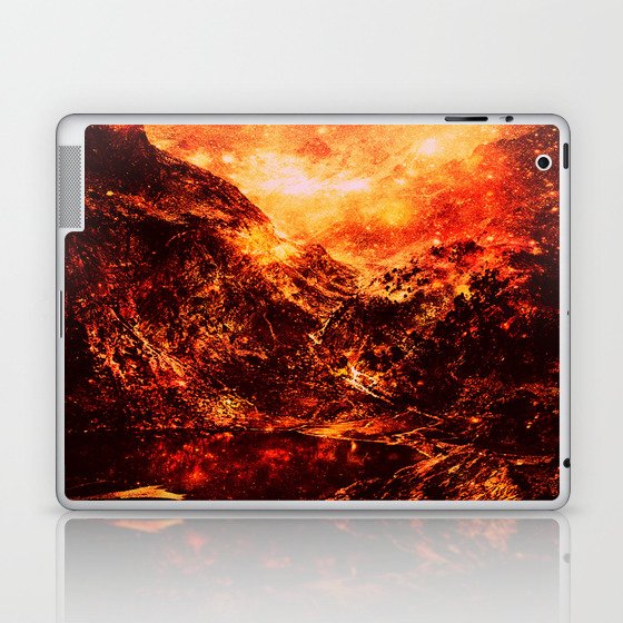 galaxy Mountains Fiery Orange & Red Laptop & iPad Skin