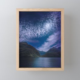 Moonlight at Doubtful Sound in New Zealand Framed Mini Art Print