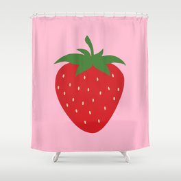 Fruit Market Print Pink Strawberry Print Fruit Art Modern Decor Food Art Abstract Shower Curtain