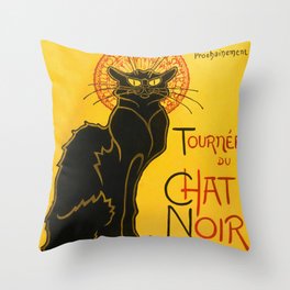 Le Chat Noir The Black Cat Art Nouveau Vintage Throw Pillow