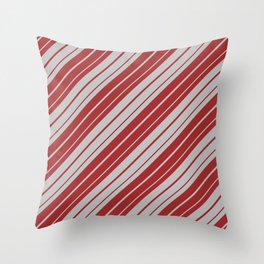 [ Thumbnail: Grey & Brown Colored Stripes Pattern Throw Pillow ]
