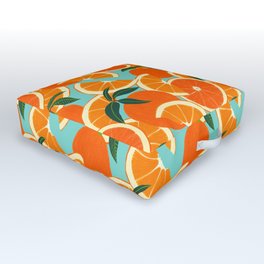 Orange Harvest - Blue Outdoor Floor Cushion