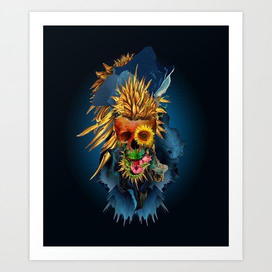 Floral Skull Vivid III Art Print