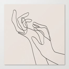 Women's Hands I Line Art (Beige) Canvas Print