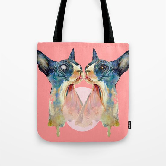 cat, pink Tote Bag