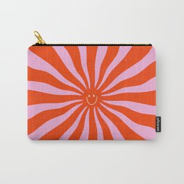 Retro Sun Vintage 70s  Carry-All Pouch | Curated, Graphicdesign, Bohemian, Retro, Vintage, Pink, Orange, Boho, Hippie, Smiling 