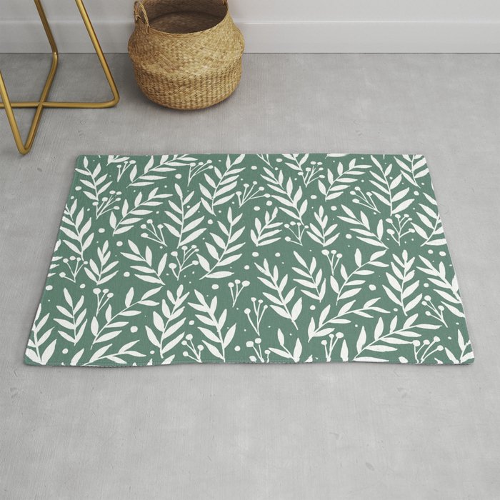 Festive branches - sage green Rug