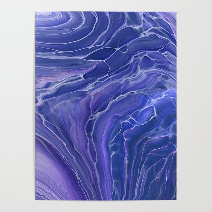 Lavender Blue Marble Abstraction Poster