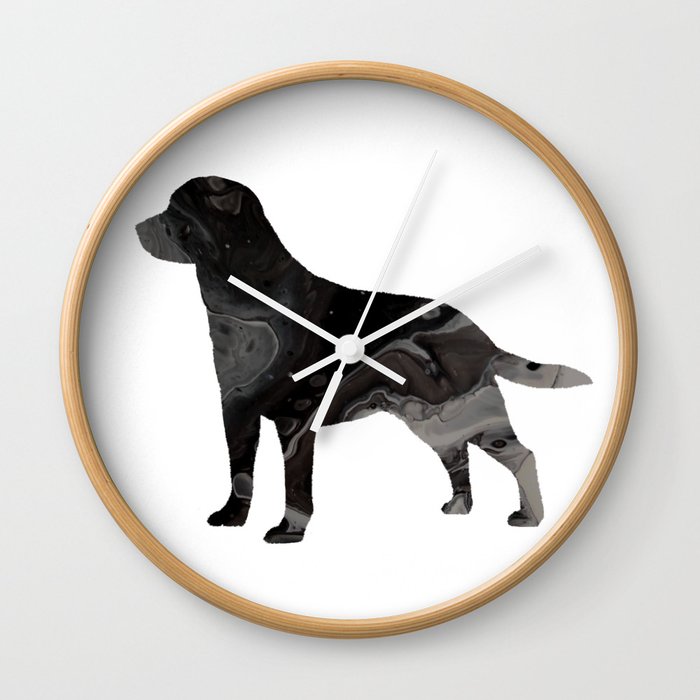 Labrador Retriever Black Fluid Abstract Art Lab Image Wall Clock
