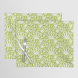 Mid-Century Modern Cannabis And Flowers Green Placemat