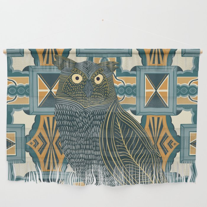 Modern Great Horned Owl Wall Hanging