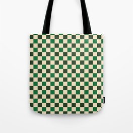 Green Crossings - Gingham Checker Print Tote Bag