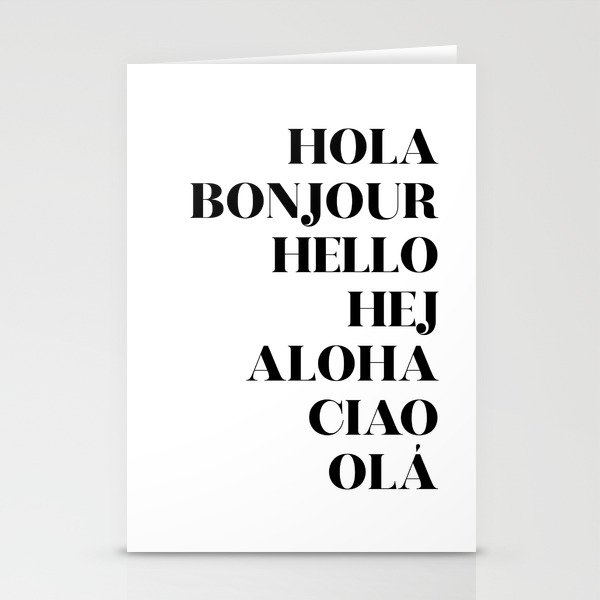 Hello Bonjour Hola Hej Aloha Ciao Ola Stationery Cards