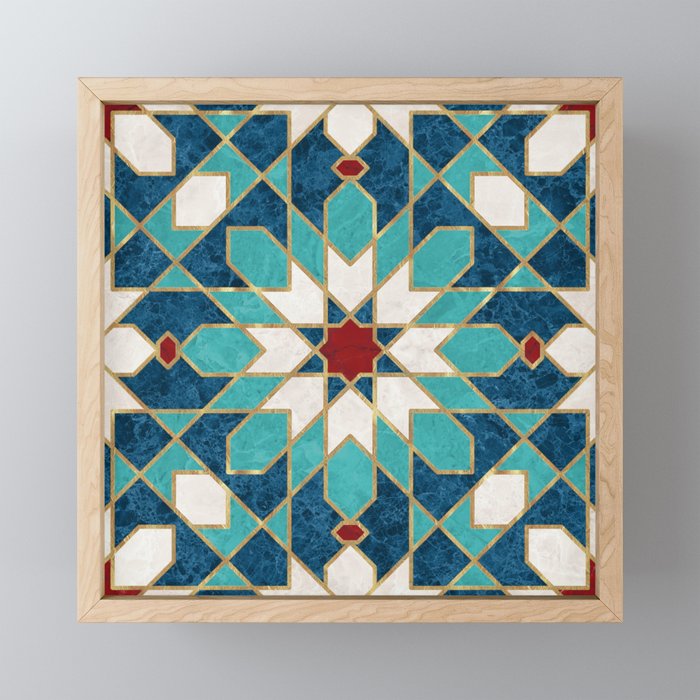Multicolored Marble Moroccan Mosaic Framed Mini Art Print