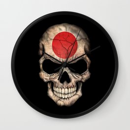 Dark Skull with Flag of Japan Wall Clock