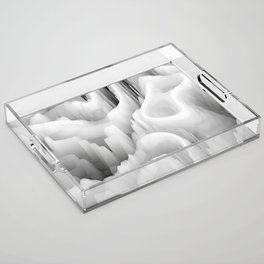 art abstract fractal wave blurred monochrome background in black, grey and white colors; seamless pattern; 3d effect Acrylic Tray