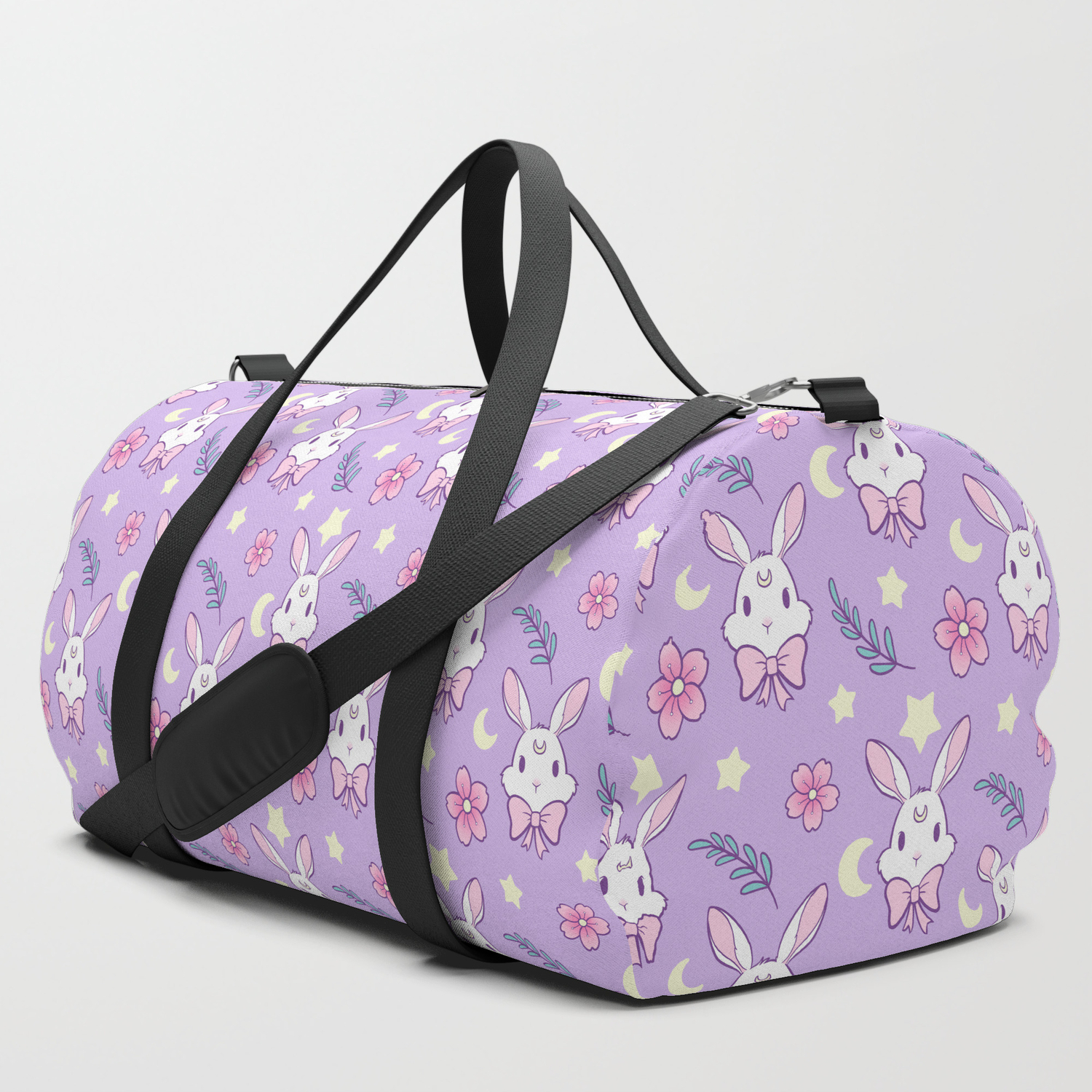 purple duffle bag