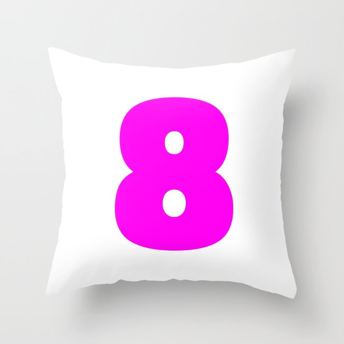 8 (Magenta & White Number) Throw Pillow