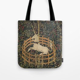 Vintage Fenced in Unicorn Painting (1505) Tote Bag