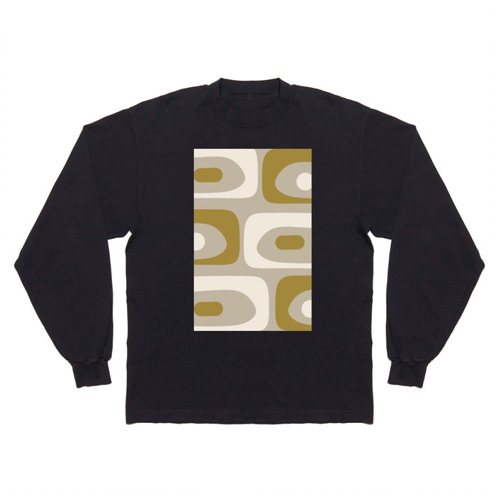 Mid Century Modern Piquet Abstract Minimalist Pattern Beige Gold Cream Long Sleeve T Shirt