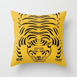 Yellow Vintage Tiger Throw Pillow