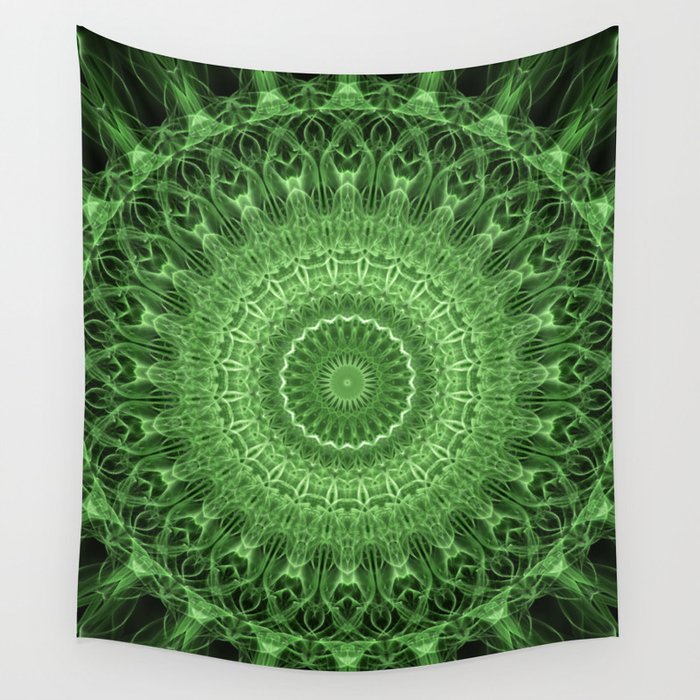 Bright green mandala Wall Tapestry