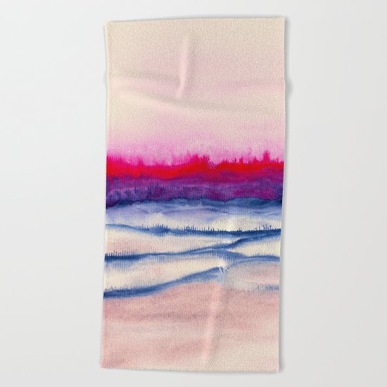 Watercolor abstract landscape 29 Beach Towel