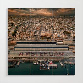 Amsterdam Station from Above Wood Wall Art