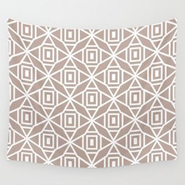 Taupe and White Diamond Rectangle Pattern Pairs DE 2022 Trending Color Frontier Land DE6074 Wall Tapestry