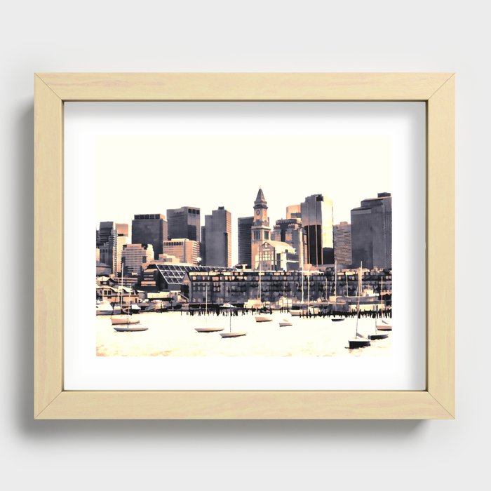 Skyline of Boston Recessed Framed Print