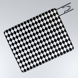 Classic Black and White Harlequin Diamond Check Picnic Blanket
