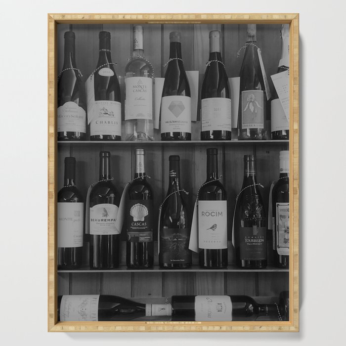 Black and White Wine Shelf Serving Tray