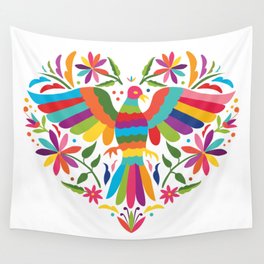 Mexican Otomí Heart Design by Akbaly Wall Tapestry