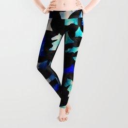 Chess Figures Pattern -Watercolor Blue and Teals Leggings