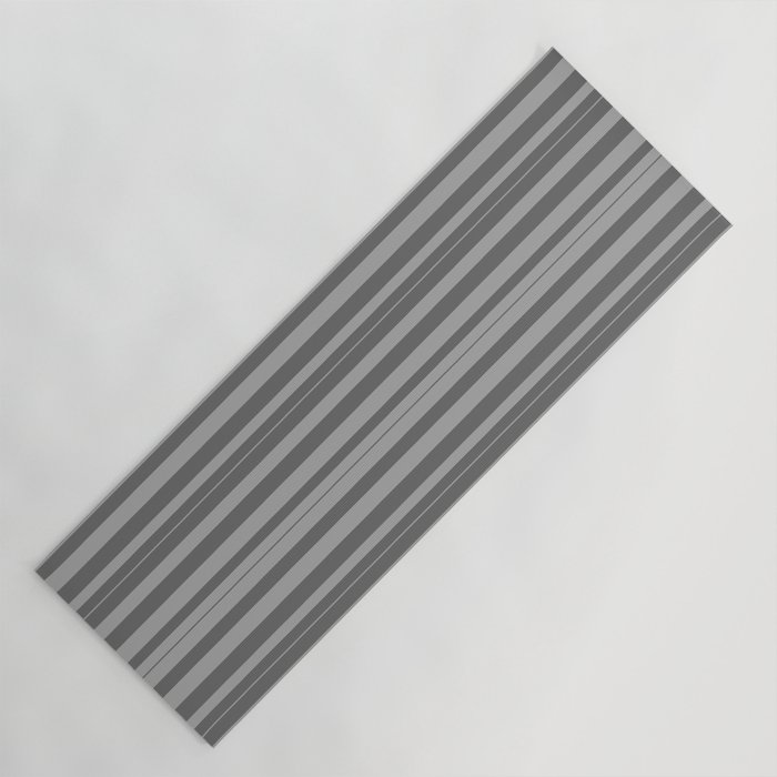 Dim Gray & Dark Grey Colored Striped/Lined Pattern Yoga Mat
