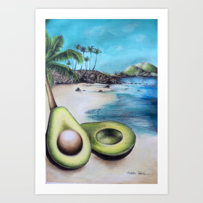 Beach Avocado's Art Print