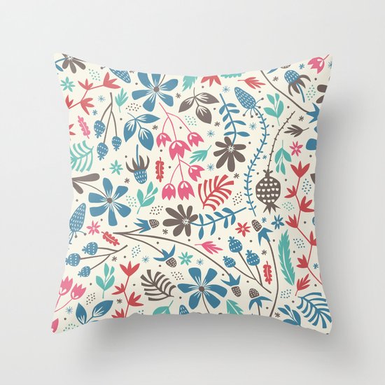 Retro Blooms Throw Pillow