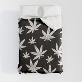 Black & White Weed Marijuana Cannabis Lovers Smokers  Duvet Cover