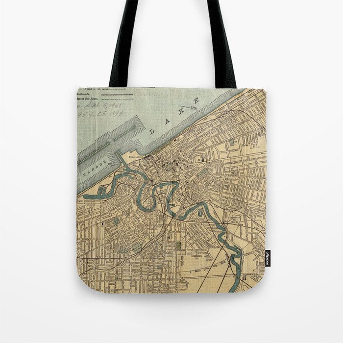 Vintage Map of Cleveland OH (1894) Tote Bag