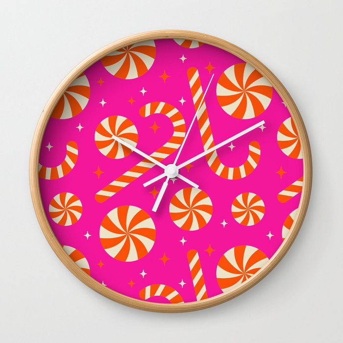 Christmas sweet candy cane pattern Wall Clock