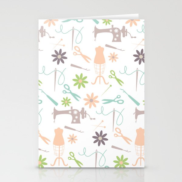 Sewing seamless pattern Stationery Cards