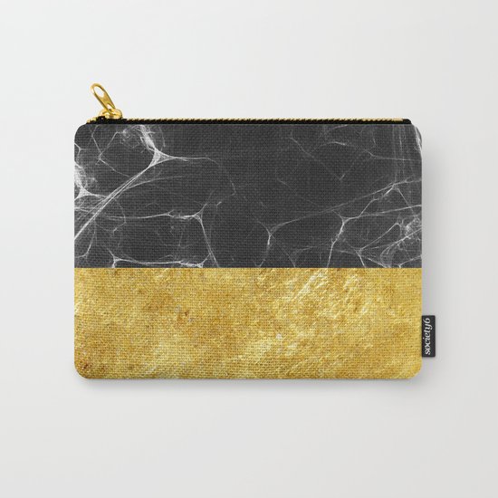 Black Marble and Gold Carry-All Pouch
