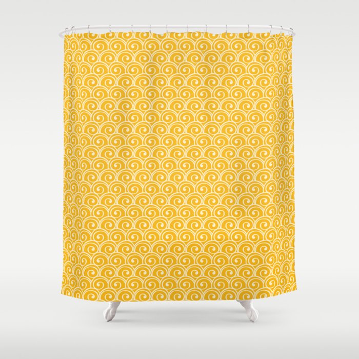 Yellow Sea Waves Shower Curtain