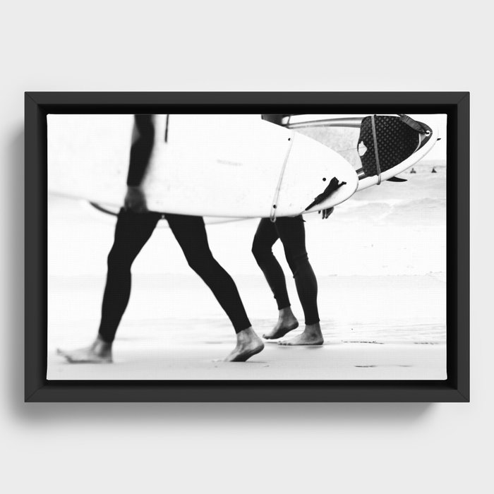 Catch a Wave Print - abstract black white surf board photography - Cool Surfers Print - Beach Decor Framed Canvas
