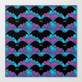 Bats And Bows Blue Pink Canvas Print