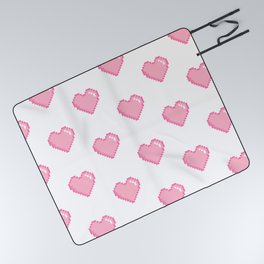 Pink Love 8 Bit Pixel Heart Picnic Blanket