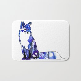 Blue Galaxy Fox Bath Mat