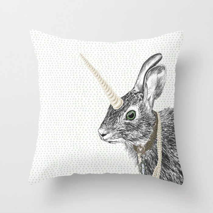 uni-hare All animals are magical Throw Pillow