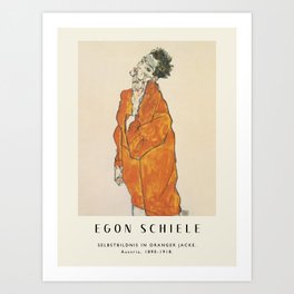 Poster-Egon Schiele-Self-portrait in orange jacket. Art Print