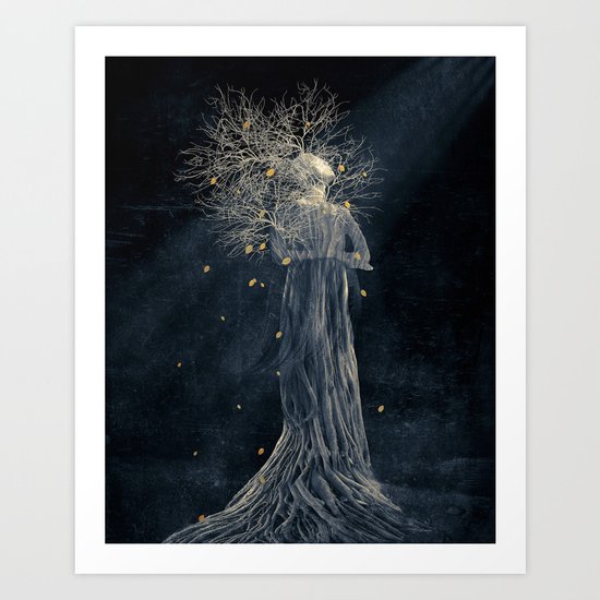 Dark portrait in autumn II Art Print